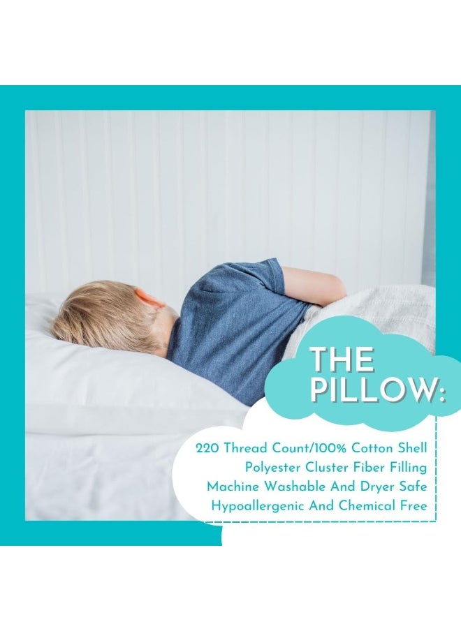 Little Sleepy Head Toddler Pillow - 13x18 Soft Hypoallergenic Toddler Pillows for Sleeping, Best Kids Pillow for Better Neck Support, Better Naps in Bed, a Crib, or at Preschool! (2-Pack)