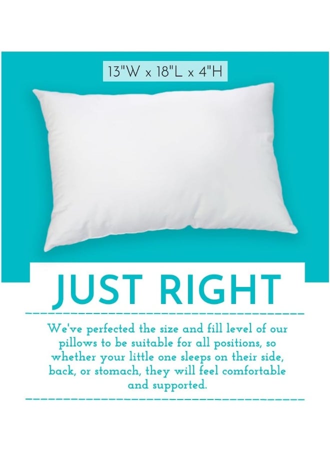 Little Sleepy Head Toddler Pillow - 13x18 Soft Hypoallergenic Toddler Pillows for Sleeping, Best Kids Pillow for Better Neck Support, Better Naps in Bed, a Crib, or at Preschool! (2-Pack)