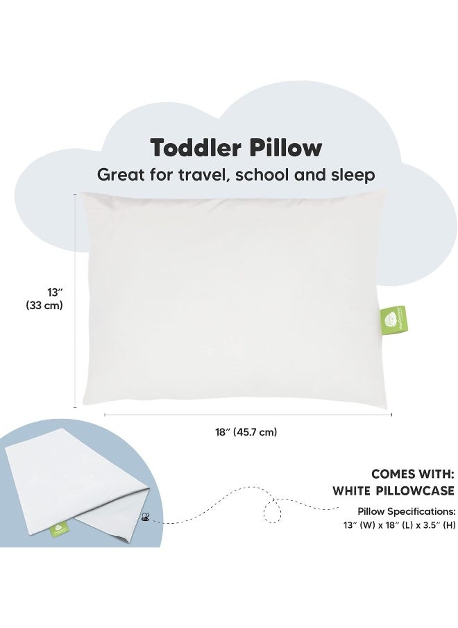 KeaBabies Toddler Pillow with Pillowcase 13X18 Soft Organic Cotton Baby Pillows for Sleeping Washable and Hypoallergenic Toddlers, Kids, Infant Perfect for Travel, Toddler Cot, Bed Set (Soft White)