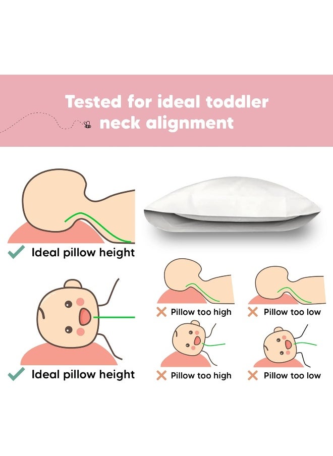 KeaBabies Toddler Pillow with Pillowcase 13X18 Soft Organic Cotton Baby Pillows for Sleeping Washable and Hypoallergenic Toddlers, Kids, Infant Perfect for Travel, Toddler Cot, Bed Set (Soft White)