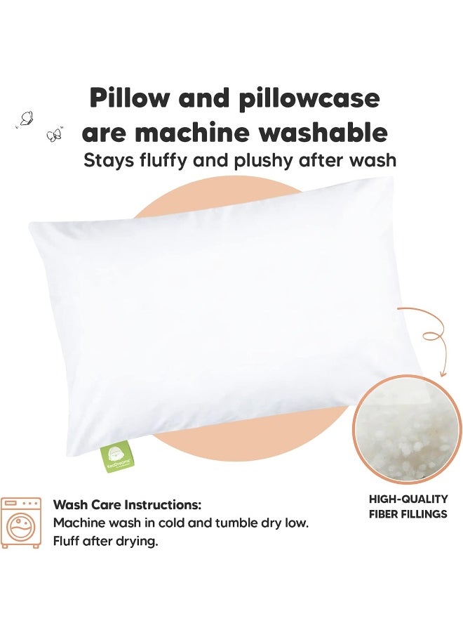KeaBabies Toddler Pillow with Pillowcase 13X18 Soft Organic Cotton Baby Pillows for Sleeping Washable and Hypoallergenic Toddlers, Kids, Infant Perfect for Travel, Toddler Cot, Bed Set (Soft White)