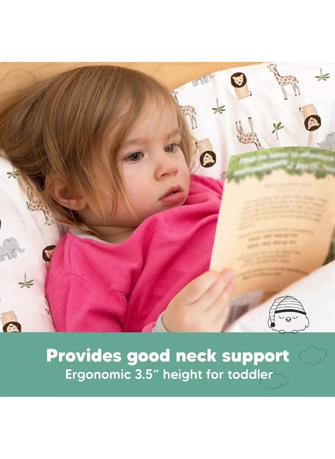 KeaBabies Toddler Pillow With Pillowcase - My Little Dreamy Organic Cotton Pillow for Sleeping, Kids, Travel - Mini Bed Pillow (The Wild)