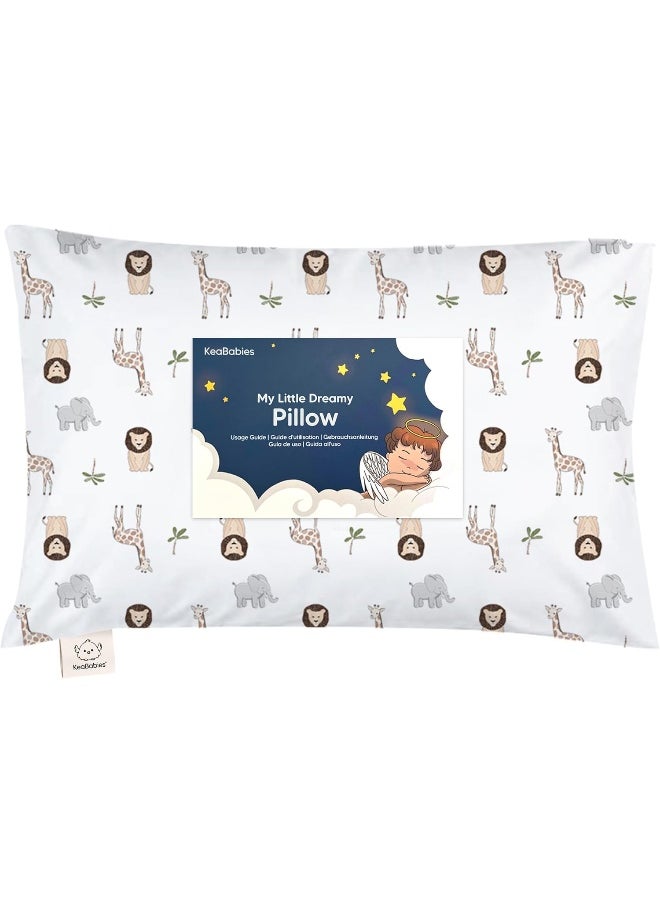 KeaBabies Toddler Pillow With Pillowcase - My Little Dreamy Organic Cotton Pillow for Sleeping, Kids, Travel - Mini Bed Pillow (The Wild)