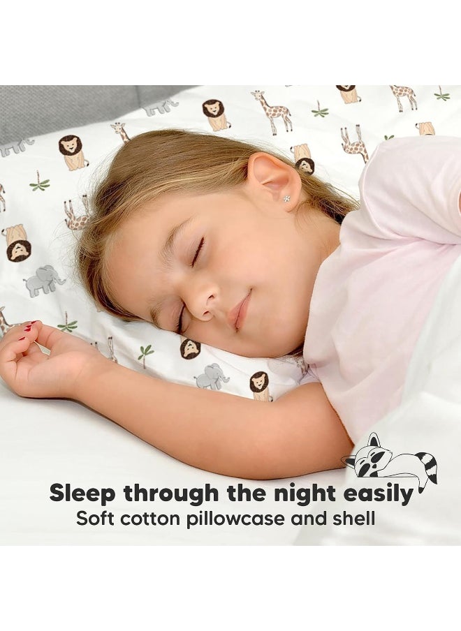 KeaBabies Toddler Pillow With Pillowcase - My Little Dreamy Organic Cotton Pillow for Sleeping, Kids, Travel - Mini Bed Pillow (The Wild)