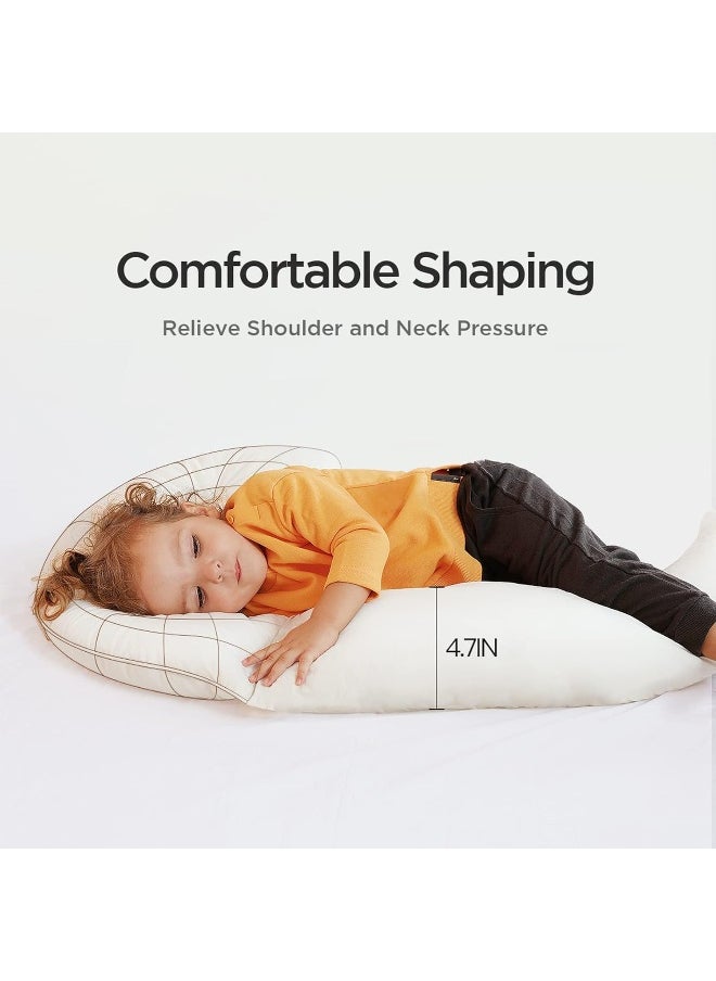 Choc chick Curve Long Toddler Kids Body Pillow for Sleeping, 34x27 inches Moon Shape Soft Child Hug Sleep Pillow, 100% Organic Cotton Pillowcase, Washable Breathable Crib Toddler Pillows