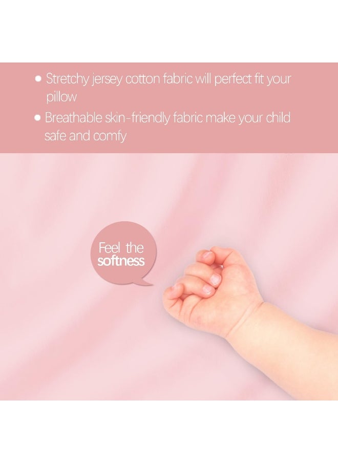 Biloban Toddler Pillow 2 Pack with Pillowcase (13 x 18), Cotton Kid Pillow for Sleeping, Machine Washable Soft Travel Pillow, Toddler Use Only, Age 2 to 5 (Pink)