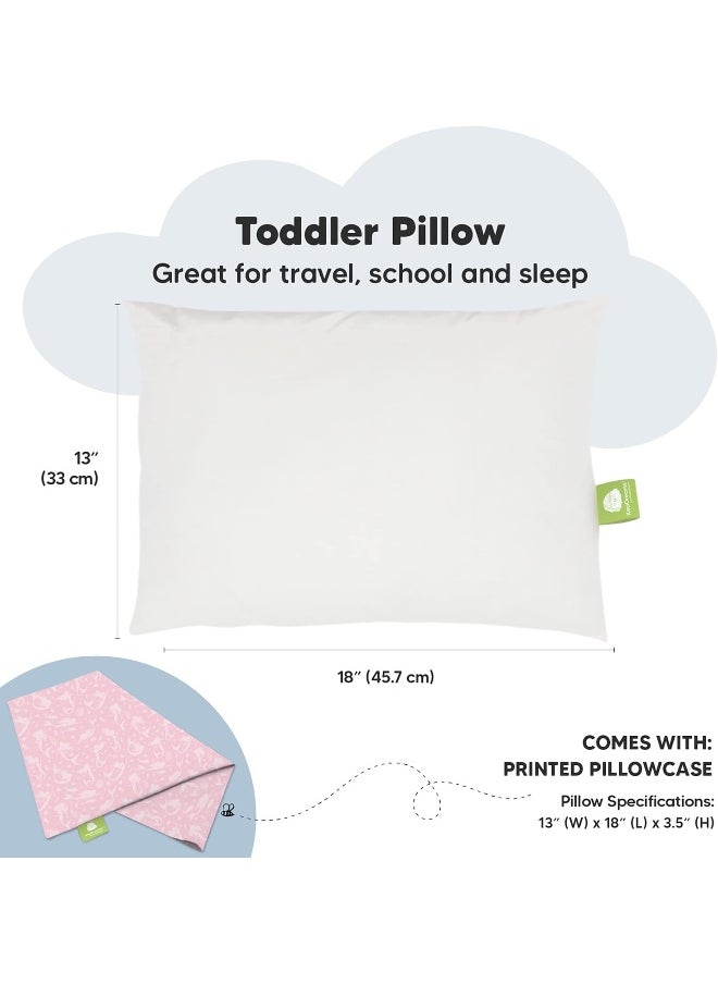 Toddler Pillow with Pillowcase - 13x18 My Little Dreamy Pillow - Organic Cotton Toddler Pillows for Sleeping, Kids Pillow, Travel Pillows for Sleeping, Mini Pillow, Toddler Bed Pillows (Mermaid)