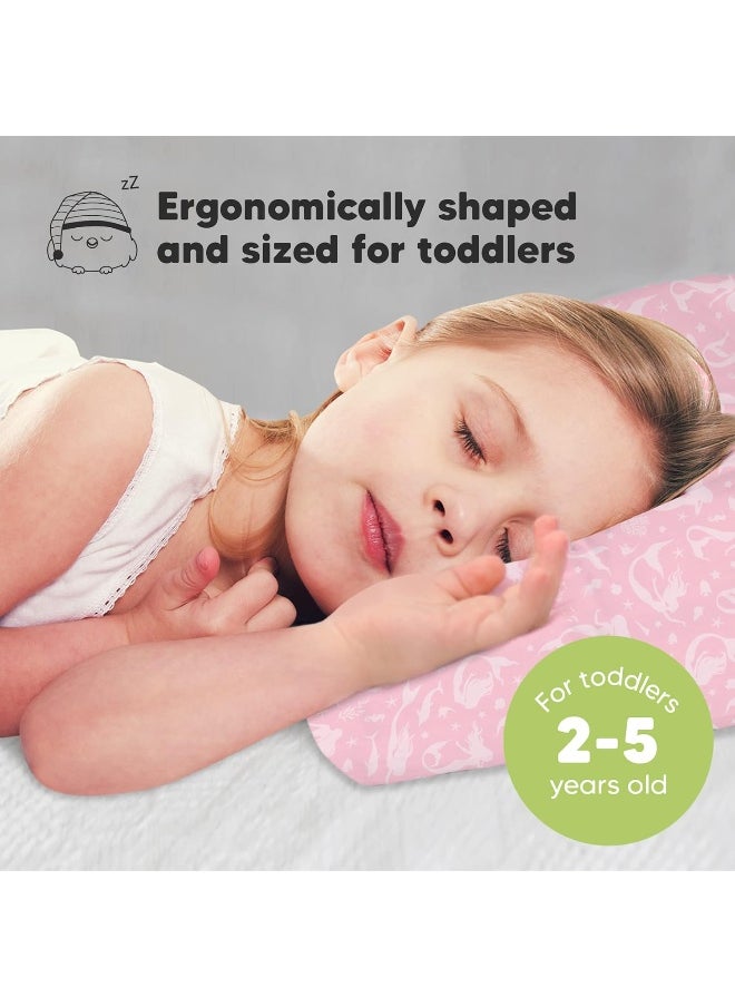 Toddler Pillow with Pillowcase - 13x18 My Little Dreamy Pillow - Organic Cotton Toddler Pillows for Sleeping, Kids Pillow, Travel Pillows for Sleeping, Mini Pillow, Toddler Bed Pillows (Mermaid)