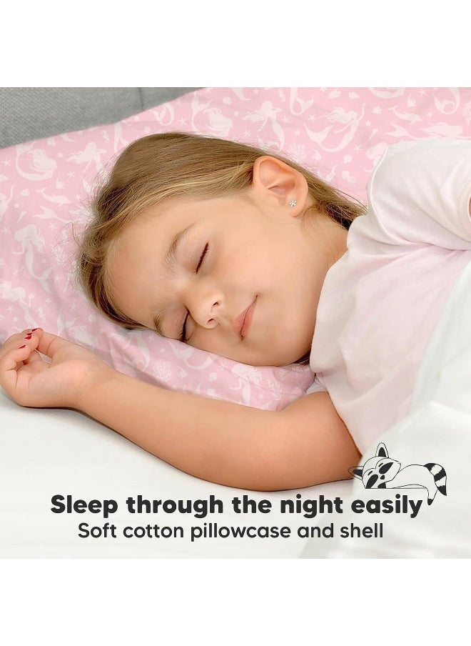Toddler Pillow with Pillowcase - 13x18 My Little Dreamy Pillow - Organic Cotton Toddler Pillows for Sleeping, Kids Pillow, Travel Pillows for Sleeping, Mini Pillow, Toddler Bed Pillows (Mermaid)