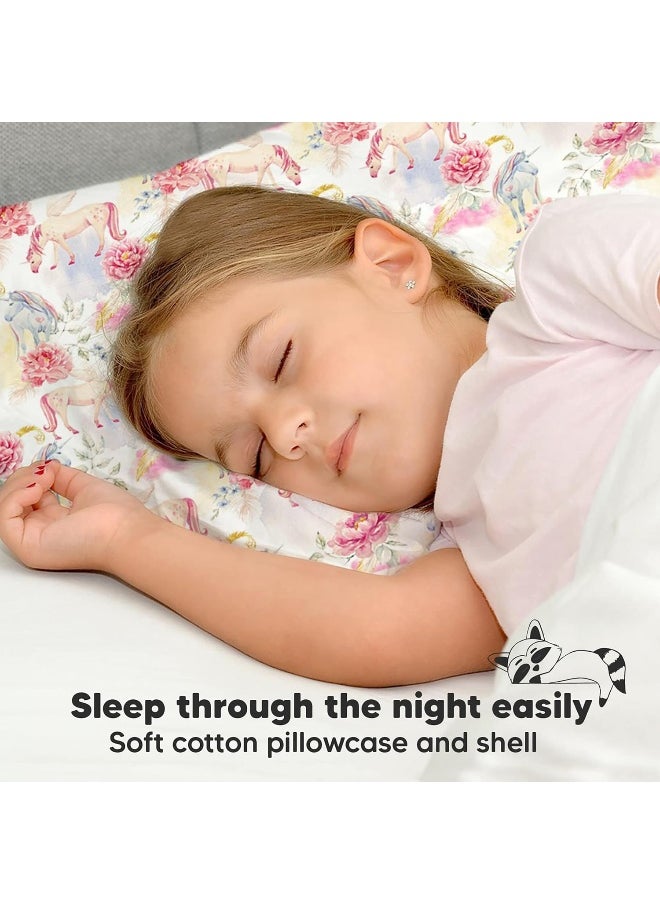 Toddler Pillow with Pillowcase - 13x18 My Little Dreamy Pillow, Organic Cotton Toddler Pillows for Sleeping, Kids Pillow, Travel Pillows, Mini Pillow, Nursery Pillow, Toddler Bed Pillow (Fantasy)