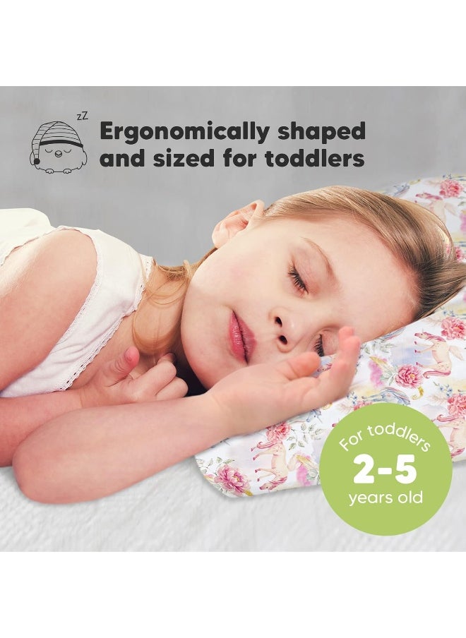 Toddler Pillow with Pillowcase - 13x18 My Little Dreamy Pillow, Organic Cotton Toddler Pillows for Sleeping, Kids Pillow, Travel Pillows, Mini Pillow, Nursery Pillow, Toddler Bed Pillow (Fantasy)