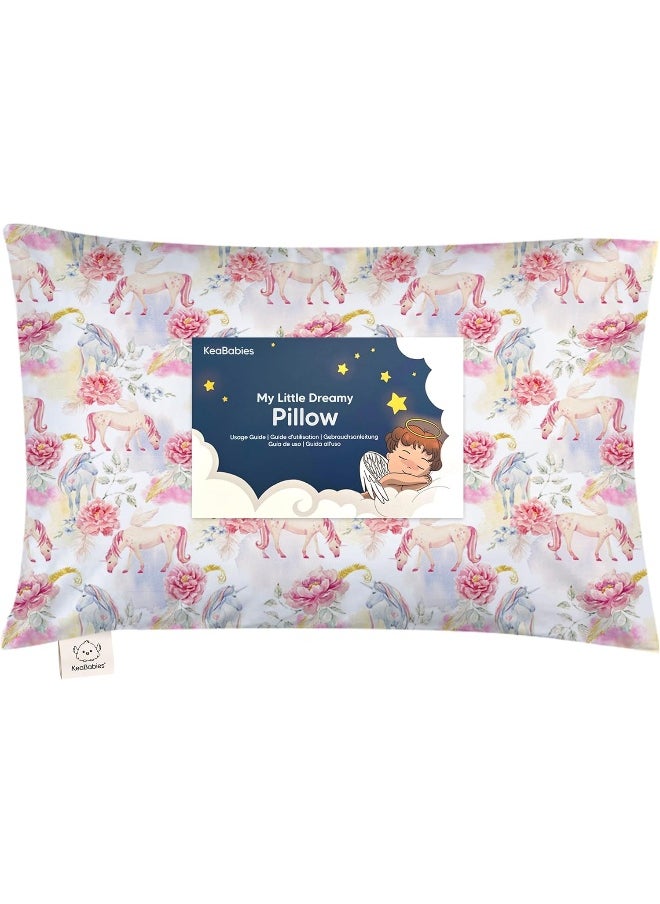 Toddler Pillow with Pillowcase - 13x18 My Little Dreamy Pillow, Organic Cotton Toddler Pillows for Sleeping, Kids Pillow, Travel Pillows, Mini Pillow, Nursery Pillow, Toddler Bed Pillow (Fantasy)