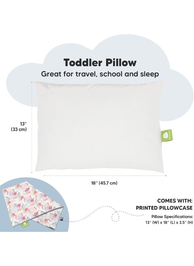 Toddler Pillow with Pillowcase - 13x18 My Little Dreamy Pillow, Organic Cotton Toddler Pillows for Sleeping, Kids Pillow, Travel Pillows, Mini Pillow, Nursery Pillow, Toddler Bed Pillow (Fantasy)