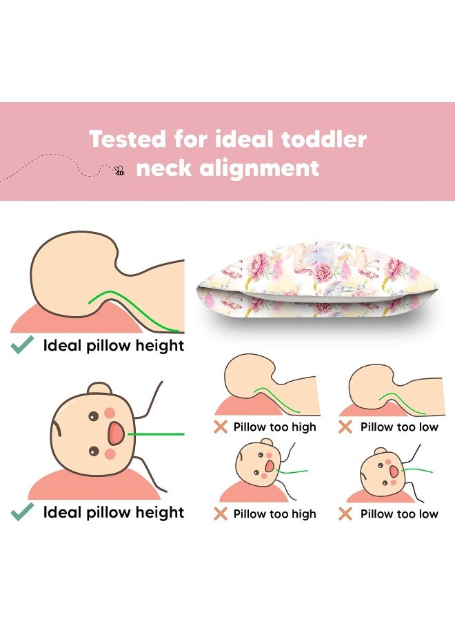 Toddler Pillow with Pillowcase - 13x18 My Little Dreamy Pillow, Organic Cotton Toddler Pillows for Sleeping, Kids Pillow, Travel Pillows, Mini Pillow, Nursery Pillow, Toddler Bed Pillow (Fantasy)