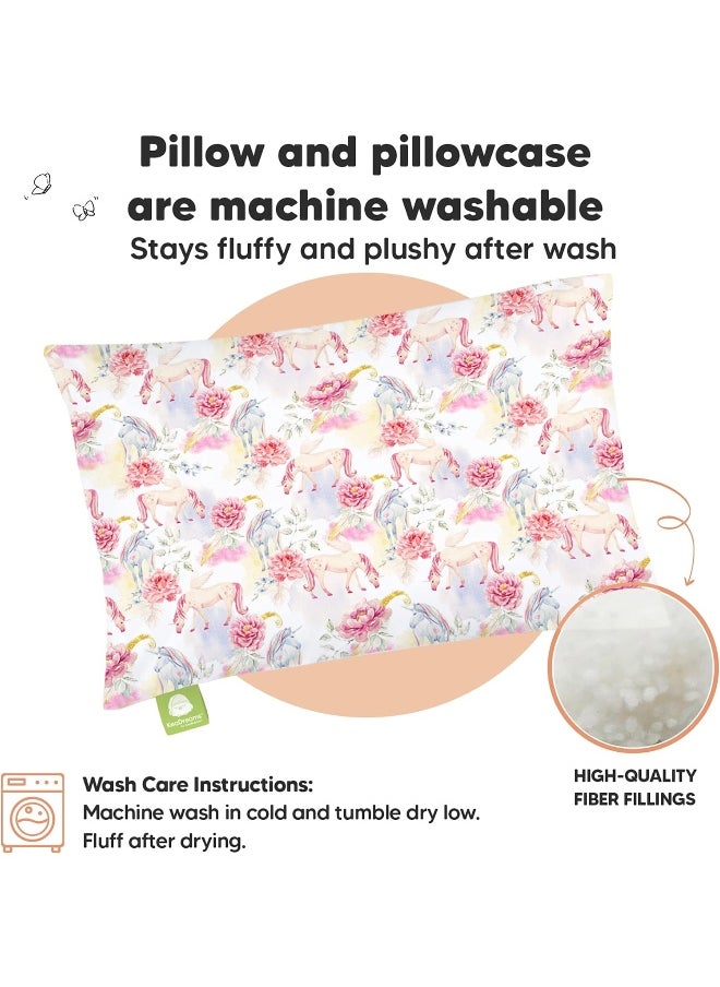 Toddler Pillow with Pillowcase - 13x18 My Little Dreamy Pillow, Organic Cotton Toddler Pillows for Sleeping, Kids Pillow, Travel Pillows, Mini Pillow, Nursery Pillow, Toddler Bed Pillow (Fantasy)