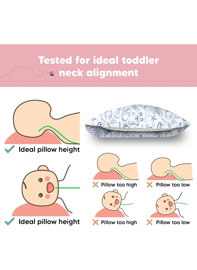 Toddler Pillow with Pillowcase - 13x18 My Little Dreamy Pillow - Organic Cotton Toddler Pillows for Sleeping, Kids Pillow, Travel Pillows for Sleeping, Mini Pillow, Toddler Bed Pillows (Nautical)