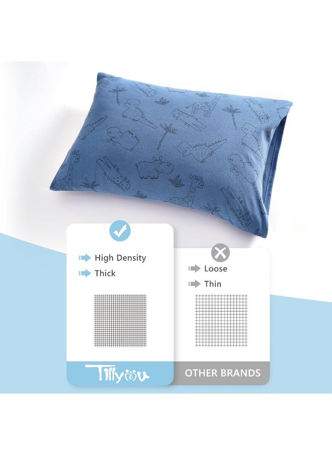 TILLYOU Organic Cotton Toddler Pillowcases - 2 Pack Super Soft Baby Kids Travel Pillow Cases Envelope Closure for Boys Girls