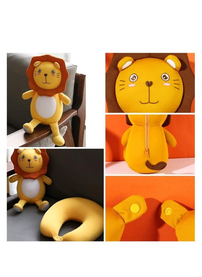 Travel Pillow Kid, 2-in-1 Travel Pillow for Kids, Neck, Soft and Adorable Bear Animals Plushie That Converts into a U-Shaped Neck Pillow for Ultimate Comfort During Airplane, Car, Train, Bus Trip