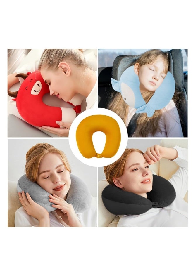 Travel Pillow Kid, 2-in-1 Travel Pillow for Kids, Neck, Soft and Adorable Bear Animals Plushie That Converts into a U-Shaped Neck Pillow for Ultimate Comfort During Airplane, Car, Train, Bus Trip