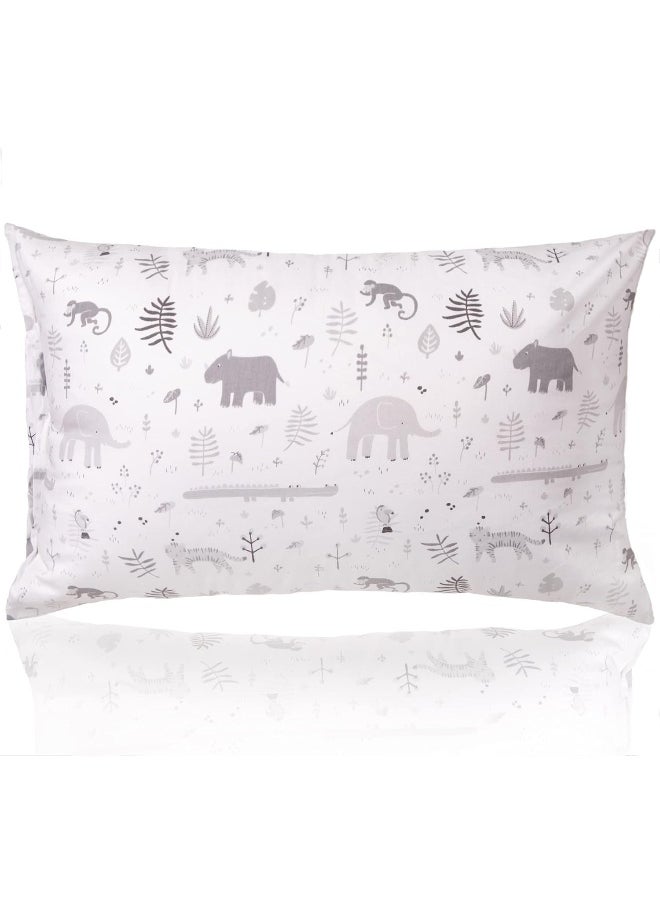 WeeSprout Mini Toddler Pillow for Kids Sleeping - Organic Cotton Shell & Pillowcase with Soft & Supportive Polyfiber Filling – Good for Travel, Machine Washable, 18 x 13 x 3, Safari