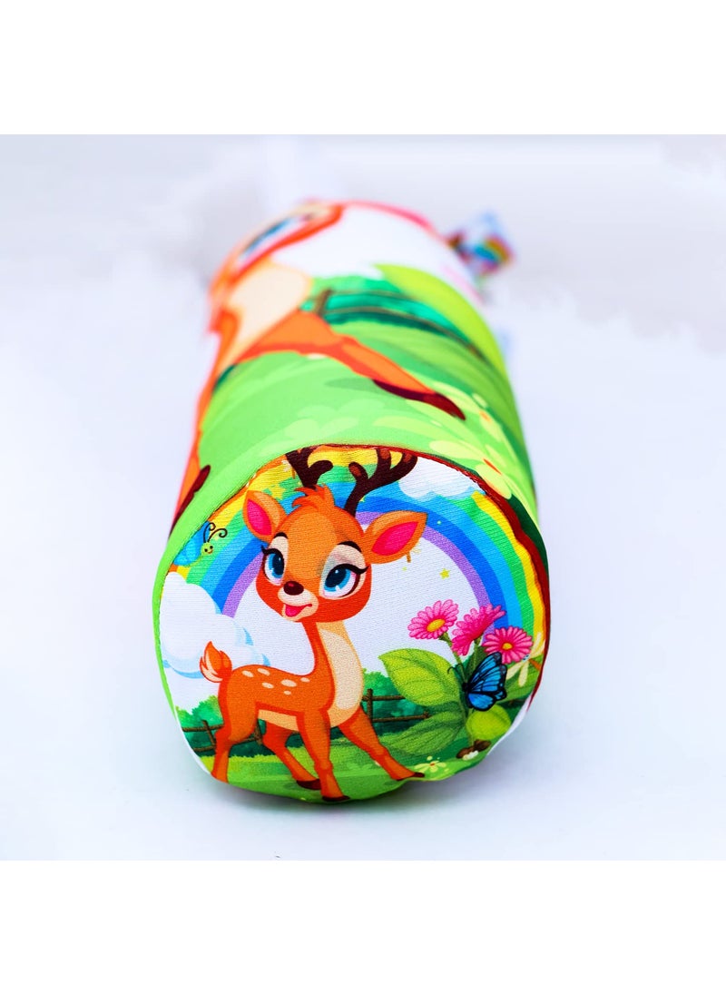 Lavnik Soft Baby Bolster Pillow Cushion to give Side Support and Neck Support Baby with Washable Outer Cover Home Cotton Protection Bolster Printed Baby Sleeping Pillow Deer 1 pcs