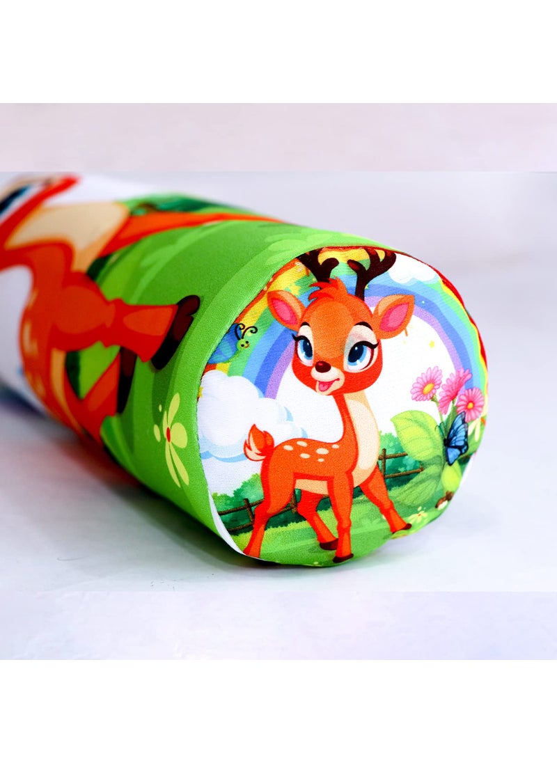 Lavnik Soft Baby Bolster Pillow Cushion to give Side Support and Neck Support Baby with Washable Outer Cover Home Cotton Protection Bolster Printed Baby Sleeping Pillow Deer 2 pcs