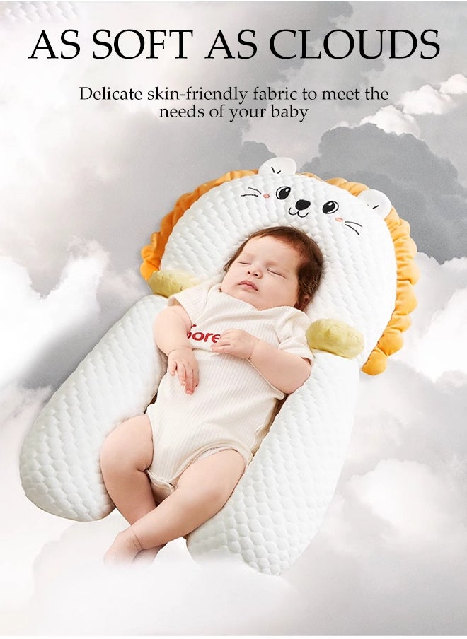 Family Nursing Pillow, Baby Head Shaping Pillow, Anti-Spit-Up Ramp Pillow With Safety Fence, Anti-Roll Baby Pillow, Height-Adjustable Anti-Breastfeeding Nursing Pillow, Anti-Reflux, Anti-Choking And Anti-Spilling Milk, 2 In 1 Crib Wedge Pillow And Non-Slip Foot Pad For 0-6 Months Boys And Girls, Summer Breathable Shaping Pillow For Soothing Sleep