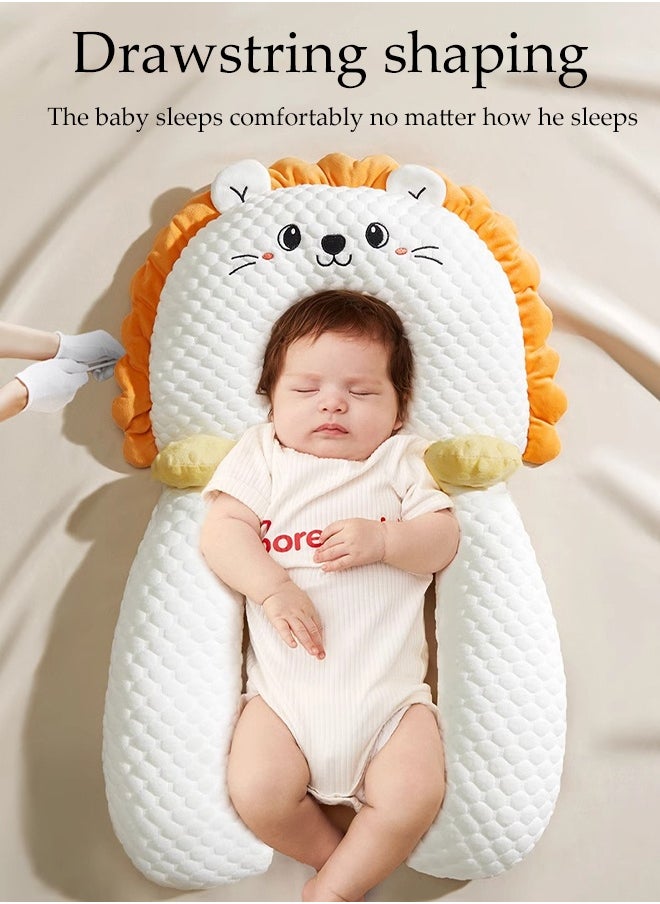 Family Nursing Pillow, Baby Head Shaping Pillow, Anti-Spit-Up Ramp Pillow With Safety Fence, Anti-Roll Baby Pillow, Height-Adjustable Anti-Breastfeeding Nursing Pillow, Anti-Reflux, Anti-Choking And Anti-Spilling Milk, 2 In 1 Crib Wedge Pillow And Non-Slip Foot Pad For 0-6 Months Boys And Girls, Summer Breathable Shaping Pillow For Soothing Sleep