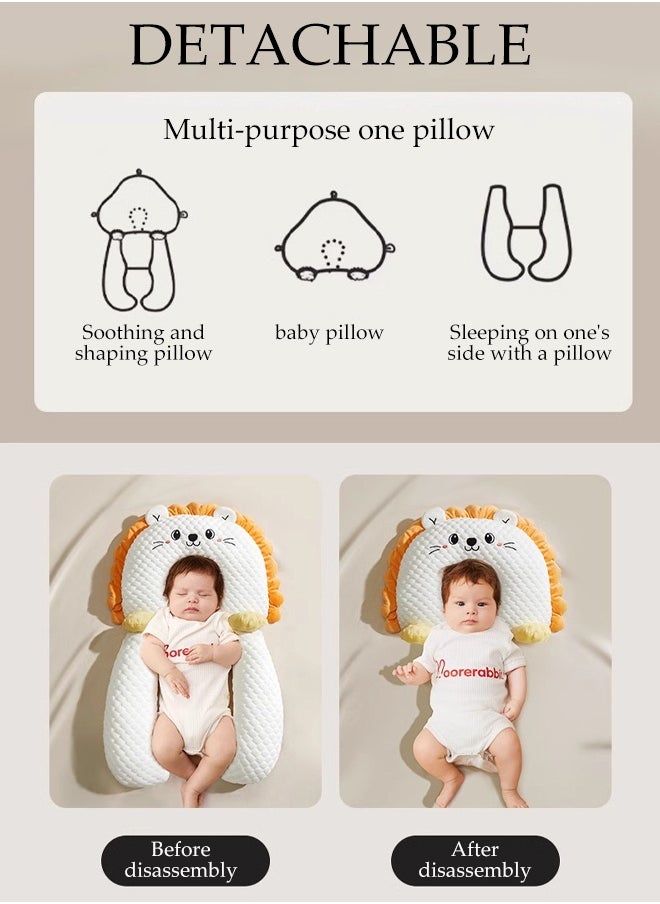 Family Nursing Pillow, Baby Head Shaping Pillow, Anti-Spit-Up Ramp Pillow With Safety Fence, Anti-Roll Baby Pillow, Height-Adjustable Anti-Breastfeeding Nursing Pillow, Anti-Reflux, Anti-Choking And Anti-Spilling Milk, 2 In 1 Crib Wedge Pillow And Non-Slip Foot Pad For 0-6 Months Boys And Girls, Summer Breathable Shaping Pillow For Soothing Sleep