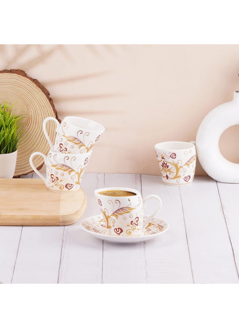 Dandy Lines Lara Bangalore in Gold and Red Cups and Saucers 54001 Pack of 12