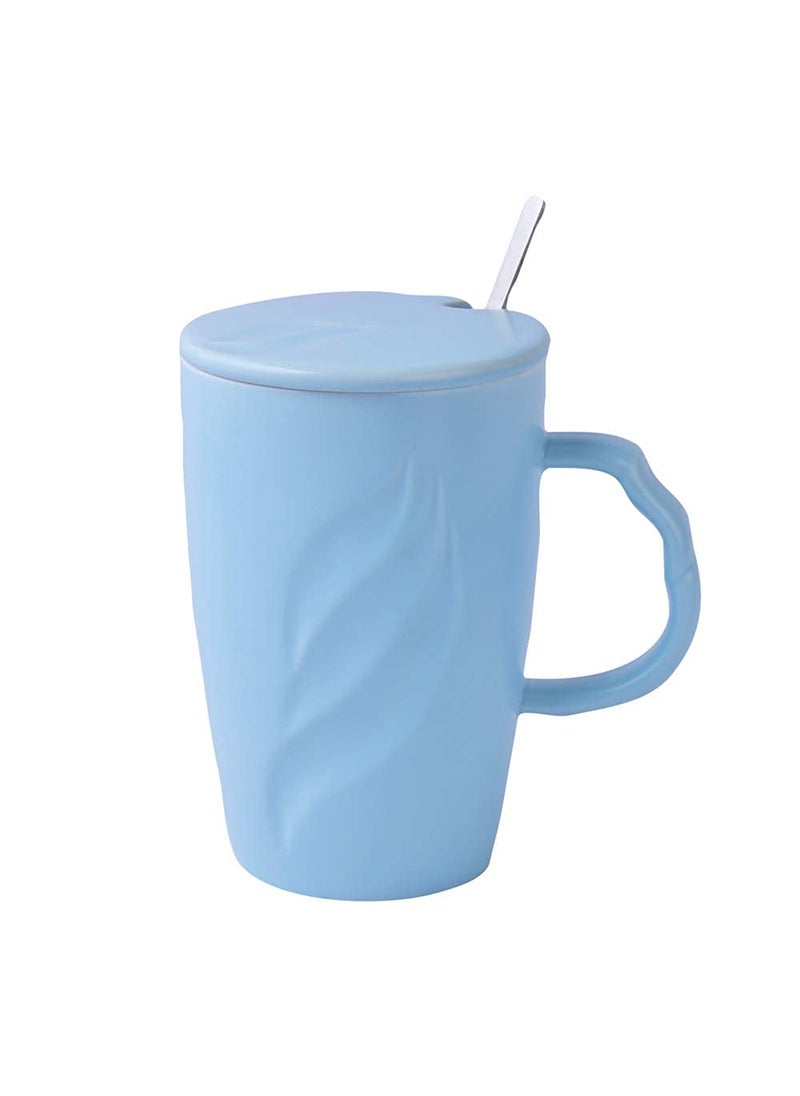 A Vintage Affair HOME DECOR Ceramic Coffee Cup White 500ml Large Tea Cup Mug Cappuccino Cup Glossy Sky Blue Microwave Safe