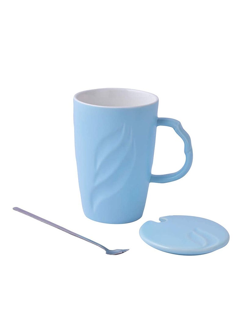 A Vintage Affair HOME DECOR Ceramic Coffee Cup White 500ml Large Tea Cup Mug Cappuccino Cup Glossy Sky Blue Microwave Safe
