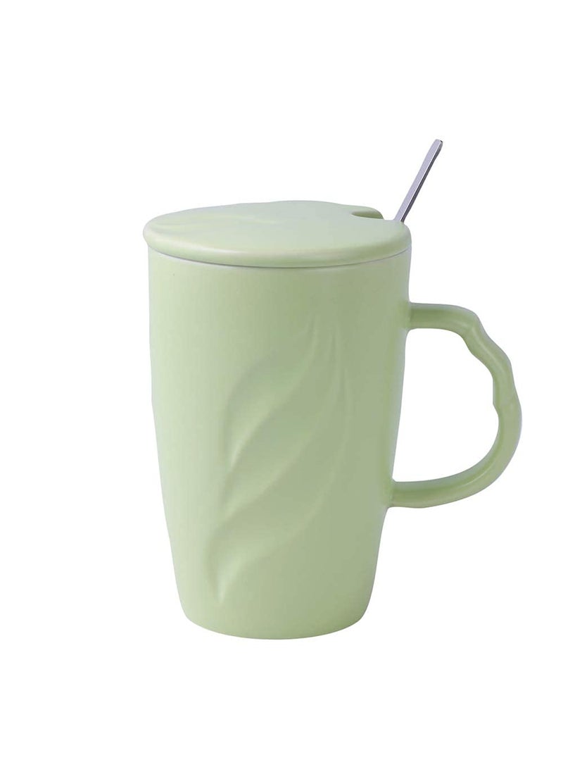 A Vintage Affair HOME DECOR Ceramic Coffee Cup White 500ml Large Tea Cup Mug Cappuccino Cup Glossy Microwave Safe Green Tall Coffee Tea Mug Cup