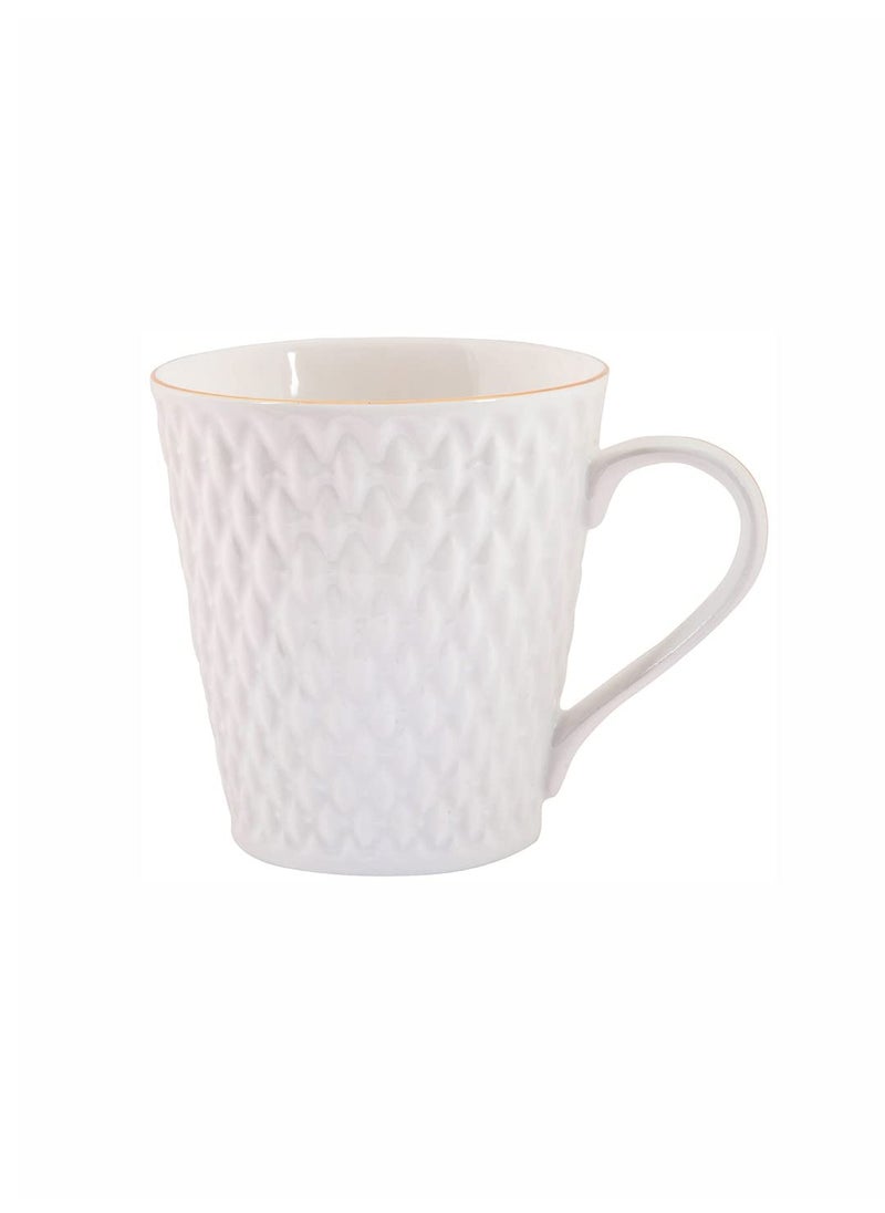 E Ezra Gold Fine Bone China Tea Coffee Cups Mugs for Home Large Size Cups for Serving Tea Coffee 180 ML Each 6 Pcs White