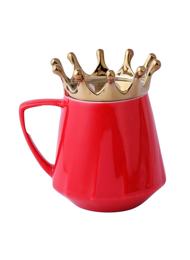 A Vintage Affair HOME DECOR Ceramic Coffee Cup White 350ml Large Tea Cup Mug Cappuccino Cup Glossy Microwave Safe Queen of Everything Ceramic Printed Gift for Loved Ones Red
