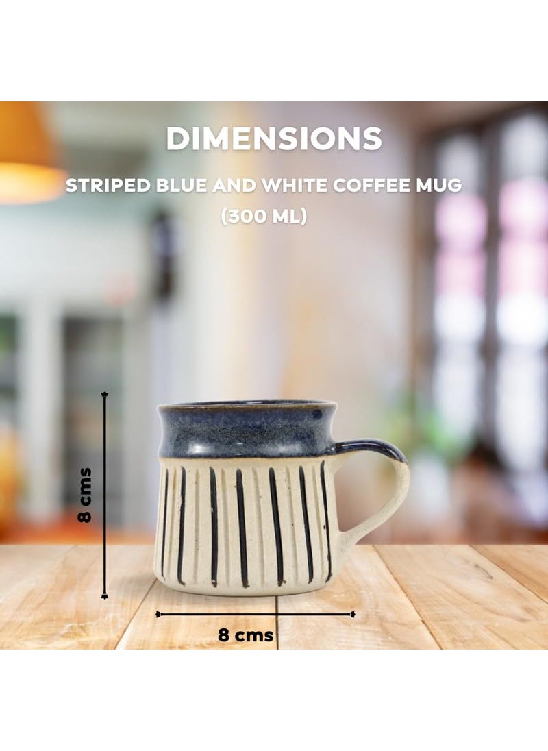 Green Route Multicolor Striped Coffee Tea Cup 300 ML Microwave Dishwasher Safe Ceramic Coffee Mug for Home Office Milk Chocolate Coffee Mug Perfect for Gift Set of 2 300 ML