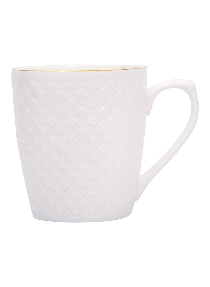 E Ezra Indian Ceramic Flora Series Cup Set for Tea and Coffee White Pack of 6
