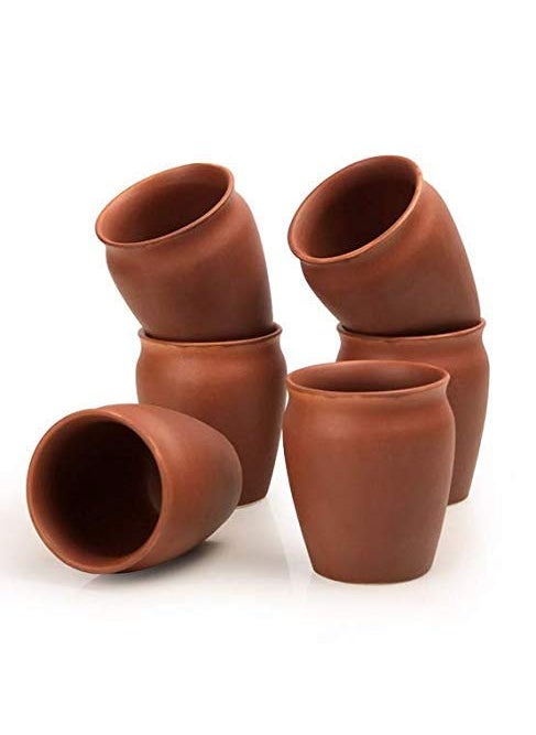 KHODIYAR Ceramic Kullad Tea Cup Coffee Cup Set of 6