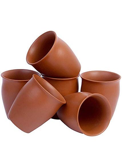 KHODIYAR Ceramic Kullad Tea Cup Coffee Cup Set of 6
