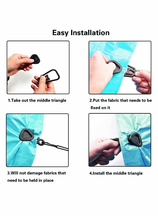 Tarp Clips Set, Outdoor Camping Climbing Tent Fixing Clip Heavy Duty Lock Grip Awning Clamps Multipurpose Windproof Wind Rope - Accessories 10 Pcs