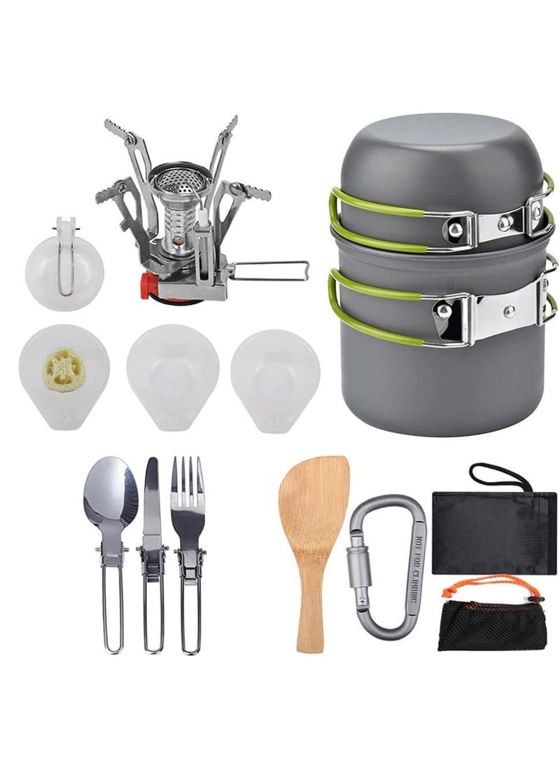 Linist Camping pots and Pans Set Camp Kitchen Accessories for 2with NonStick Lightweight Pots Pan Set with Forks Spoons for Camping