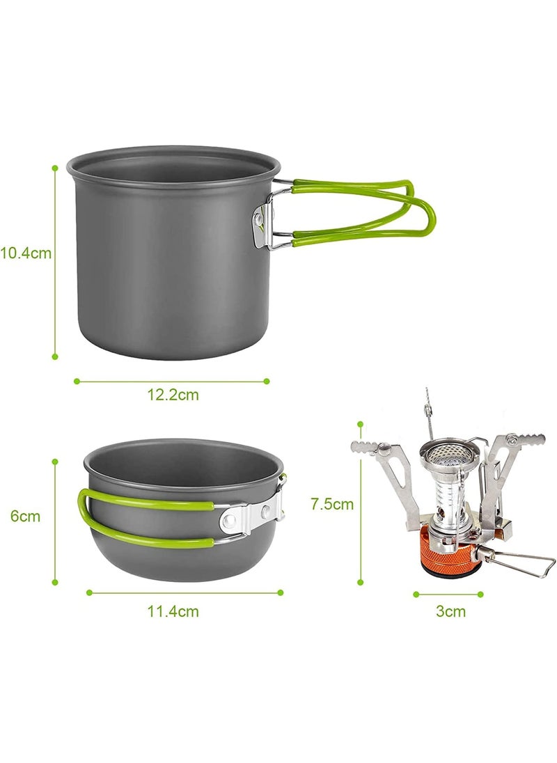 Linist Camping pots and Pans Set Camp Kitchen Accessories for 2with NonStick Lightweight Pots Pan Set with Forks Spoons for Camping