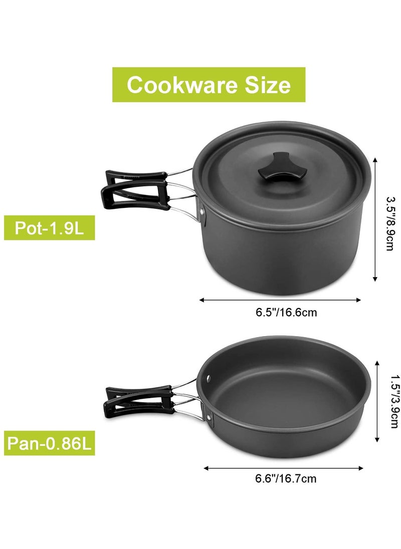 Linist Camping Cookware Mess Kit Camping Cookware Set Folding Cookset Camping Teapot and Pans Set EquipmentLightweight Pots Pans with Mesh Set Bag for Backpacking Hiking Picnic