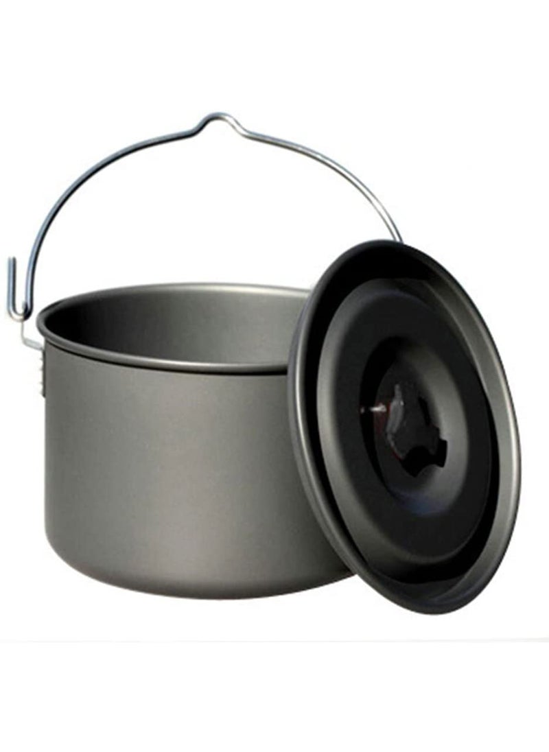 LInist Camping Hanging Pot Outdoor Picnic Cauldron Aluminum Alloy Cooking Pot Campfire Heating Stove Kettle Large Capacity for 34 People Travel Hiking Outdoor 4 L