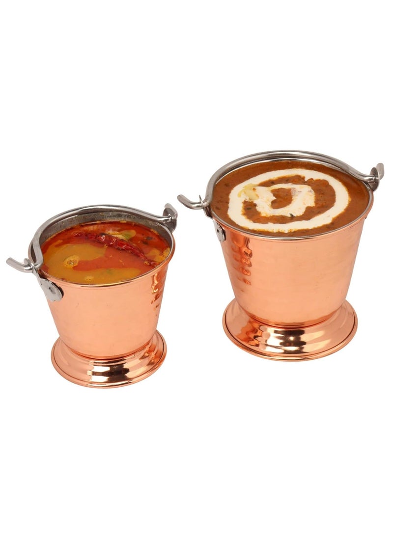 Alluring Homz Copper Steel BucketBalti Hammered Design Used for Serving DaalCurryRaita at Restaurant Hotel Kitchen TablewareUsed in Serving Food10x10cm400 ml 1Piece