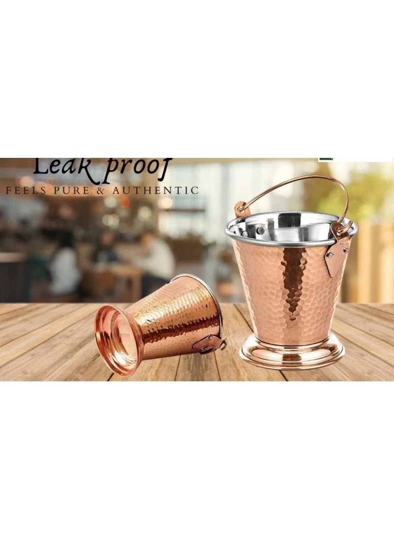 Alluring Homz Copper Steel BucketBalti Hammered Design Used for Serving DaalCurryRaita at Restaurant Hotel Kitchen TablewareUsed in Serving Food10x10cm400 ml 1Piece