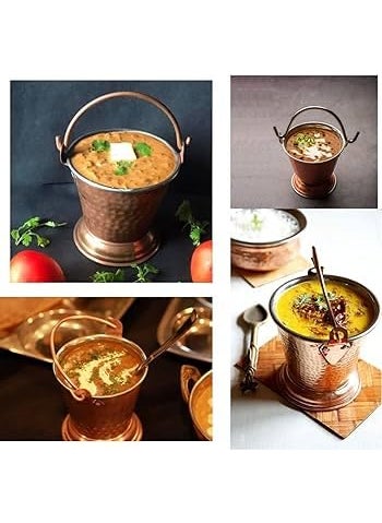 Alluring Homz Copper Steel BucketBalti Hammered Design Used for Serving DaalCurryRaita at Restaurant Hotel Kitchen TablewareUsed in Serving Food10x10cm400 ml 1Piece