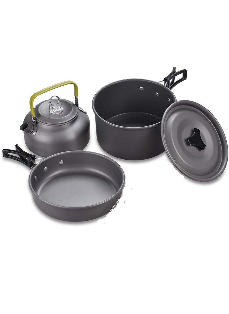Linist Aluminum Outdoor Camping Cookware Set Folding Cookset Camping Teapot and Pans Set EquipmentLightweight Pots Pans with Mesh Set Bag for Backpacking Camping Hiking Picnic