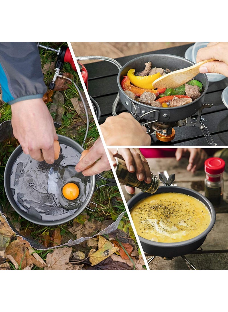 Linist Aluminum Outdoor Camping Cookware Set Folding Cookset Camping Teapot and Pans Set EquipmentLightweight Pots Pans with Mesh Set Bag for Backpacking Camping Hiking Picnic