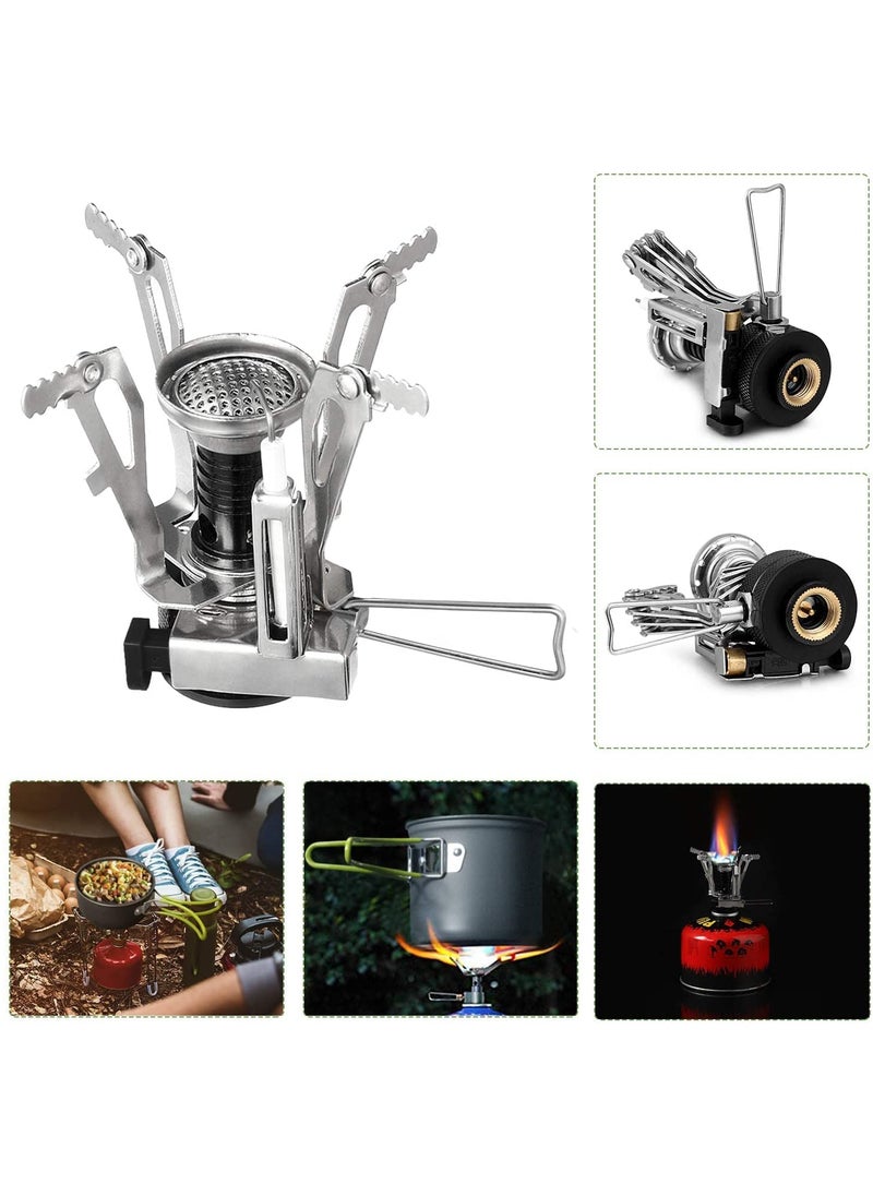 Linist Camping Cookware Stove Mess Kit Cooking Pot Pan Bowl Mini Stove Stainless Steel Cup Knife Fork Spoon Set for Backpacking Camping Hiking and Picnic